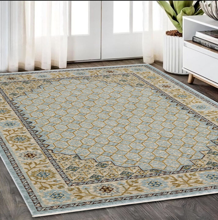 HomeRoots Oriental Area Rug With Fringe