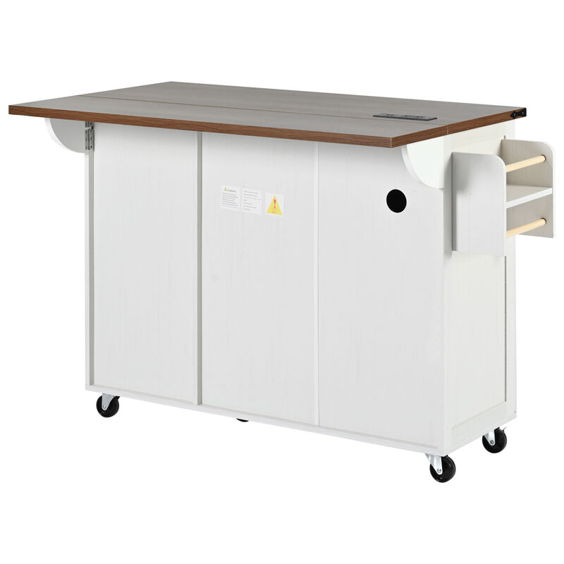 Merax Farmhouse Kitchen Island with Wheels image number 3