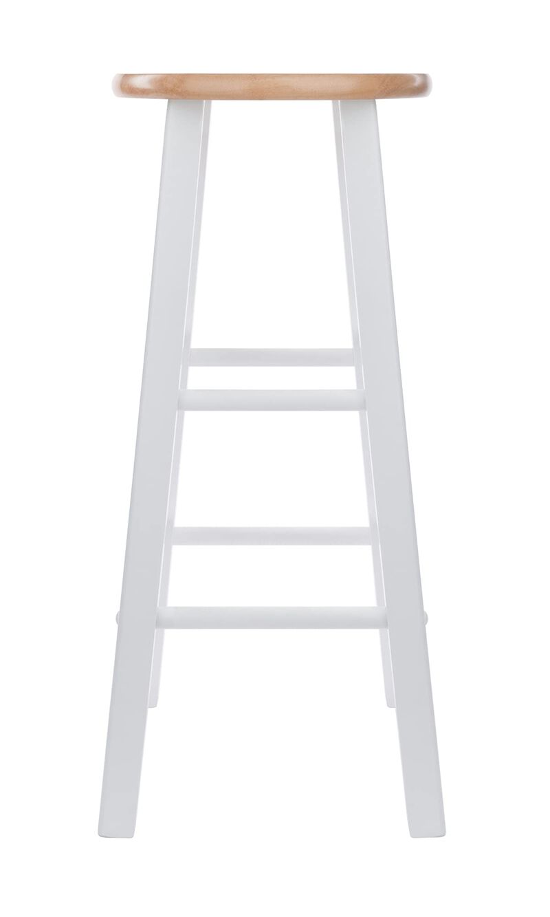 Yardlio "Premium Solid Wood 29" Bar Stool Set: Simple, Durable, White/Natural, 2-Pc