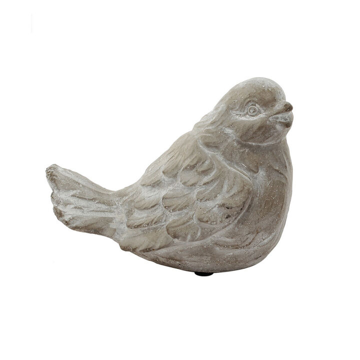 Kima Set of 2 Sitting Resting Birds Accent Decor, Weathered Gray Ceramic - Benzara