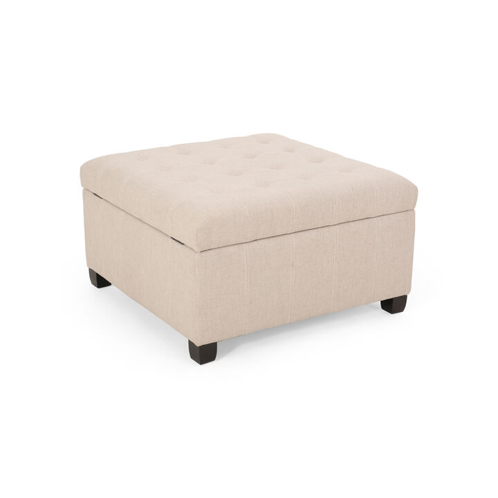 Streamdale Chic Waffle-Stitch Storage Ottoman Unclutter in Style