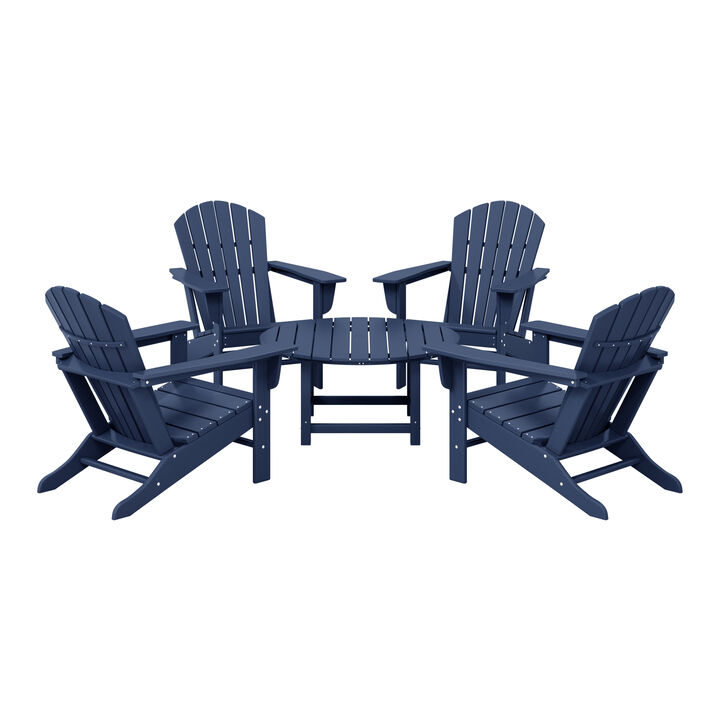 WestinTrends 5-Piece Outdoor Patio HDPE Adirondack Chair With Round Coffee Table Conversation Set