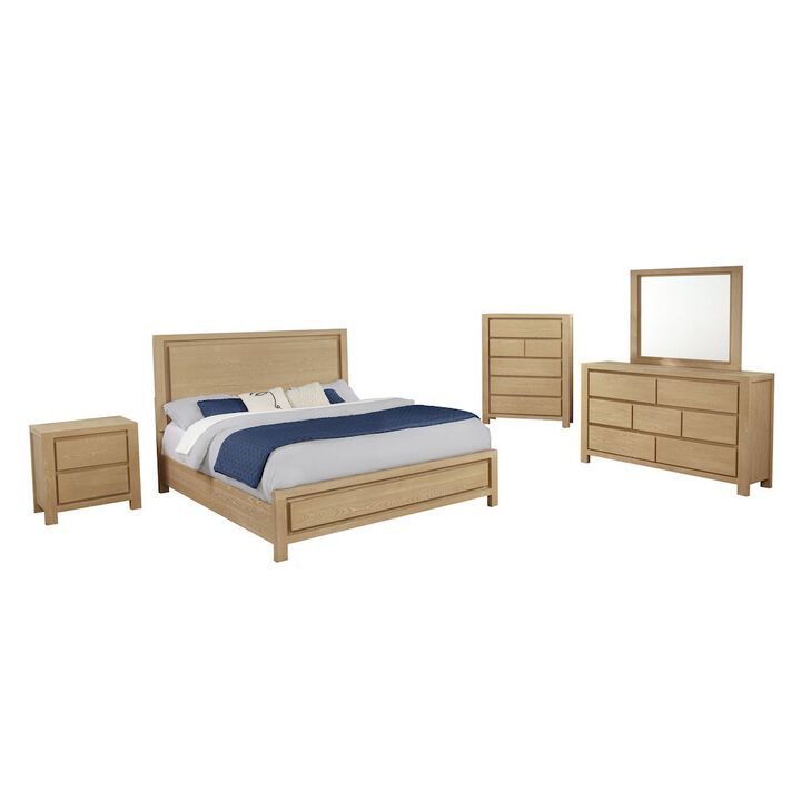 Best Quality Furniture 5pc Rubber Wood Light Oak Natuiral Finish Queen Bedroom Set with Chest