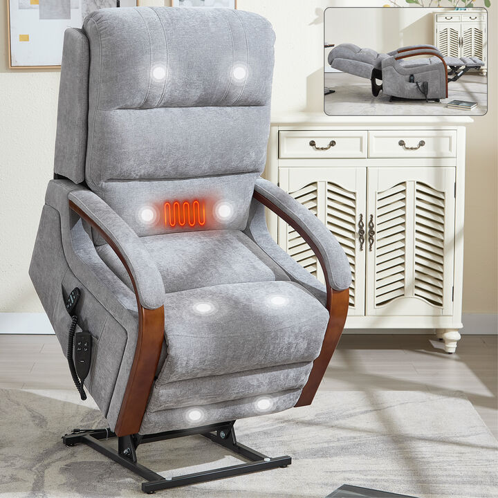 Power Chenille Lift Recliner Chair Dual Motor Infinite Position Up to 350 LBS
