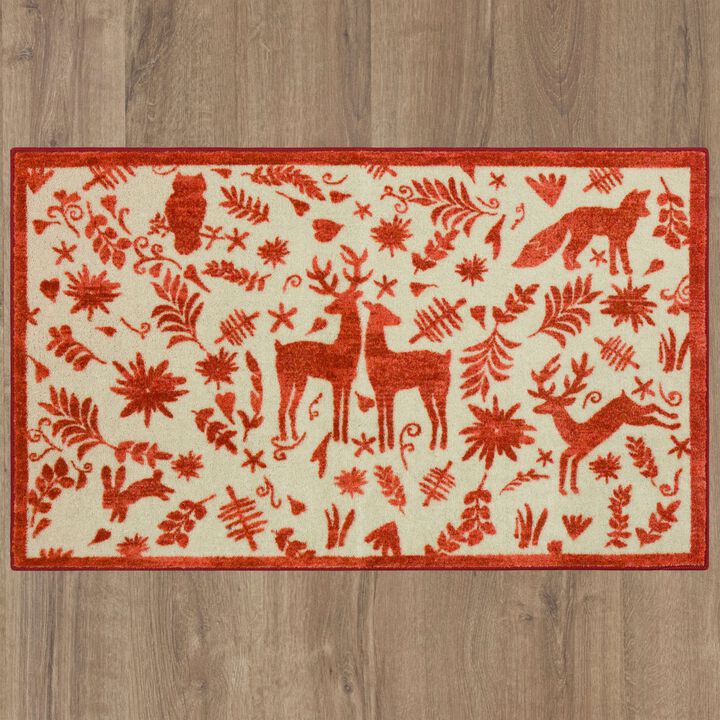 Holiday Forest Red 2' 6" x 4' 2" Kitchen Mat