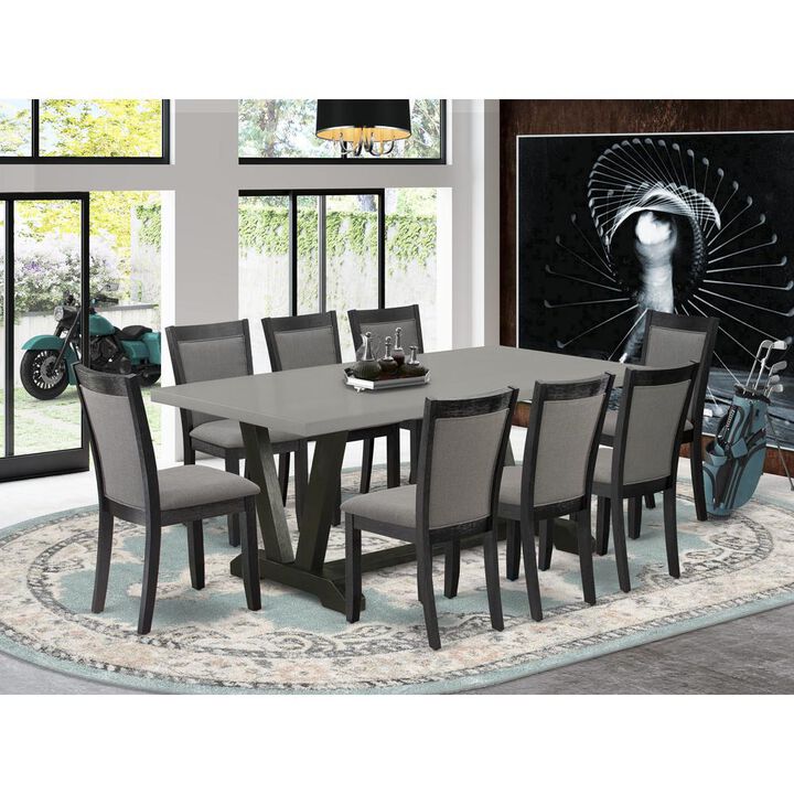 East West Furniture V697MZ650-9 9Pc Kitchen Set - Rectangular Table and 8 Parson Chairs - Multi-Color Color