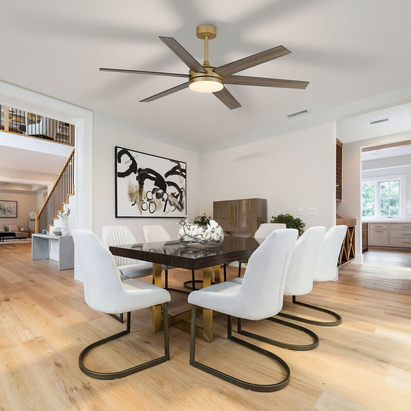 60" Modern Gold Reversible Dimmable Large Smart Ceiling Fan with Light, APP Control and Remote image number 5