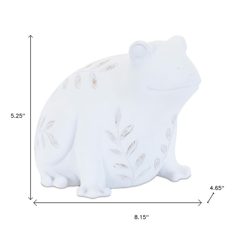 HomeRoots Set of Two White Polyresin Frog And Turtle Figurines image number 5