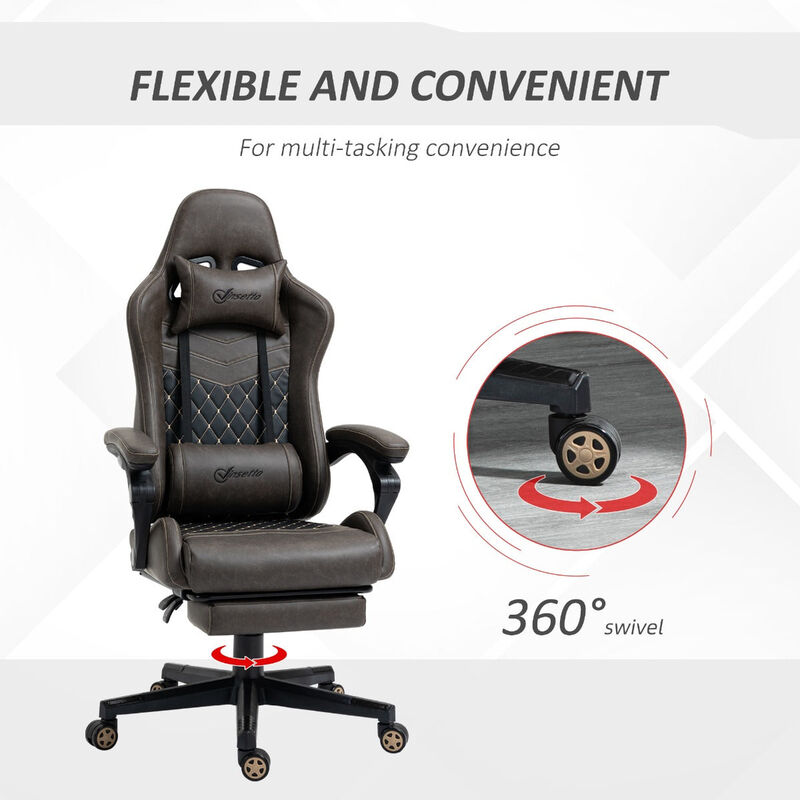 Brown Executive Comfort: Ergonomic High Back Swivel Recliner Office Chair