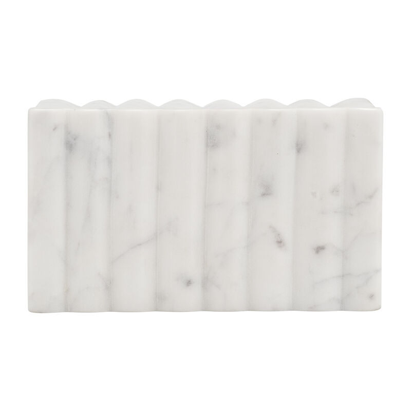 7x4" Marble Ridged Box, White image number 5