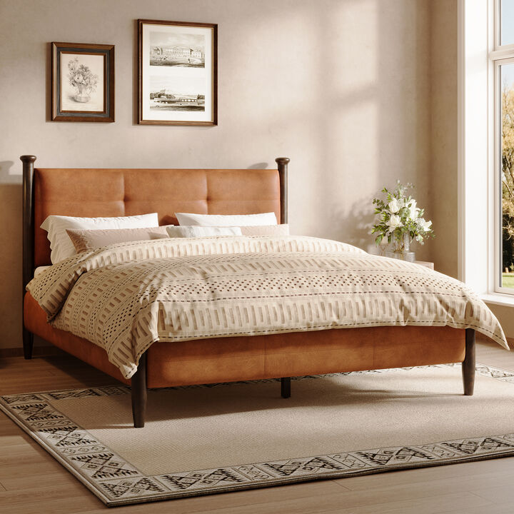 Christopher Knight Home Falcon Cottage Faux Leather Upholstered Tufted Bed
