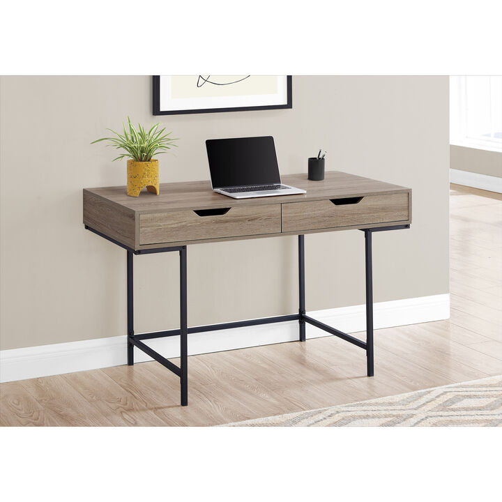 Monarch Specialties I 7555 Computer Desk, Home Office, Laptop, Storage Drawers, 48"L, Work, Metal, Laminate, Brown, Black, Contemporary, Modern