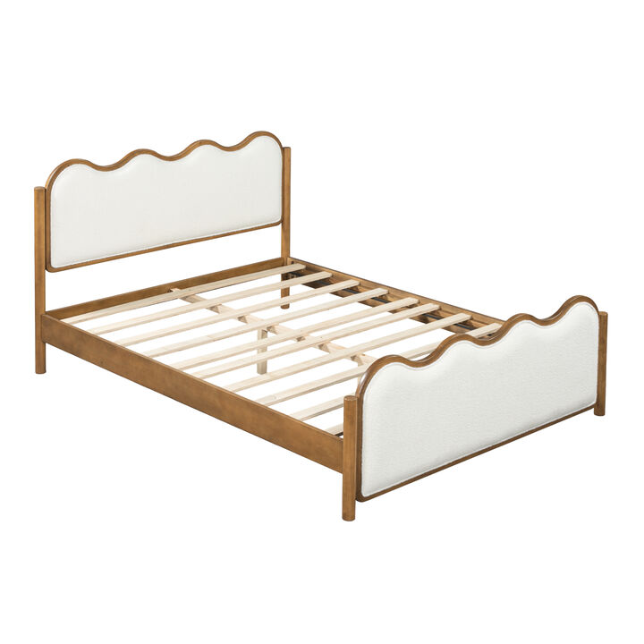 Christopher Knight Home Priscilla Modern Bed Frame with Boucle Upholstered  Wavy Headboard