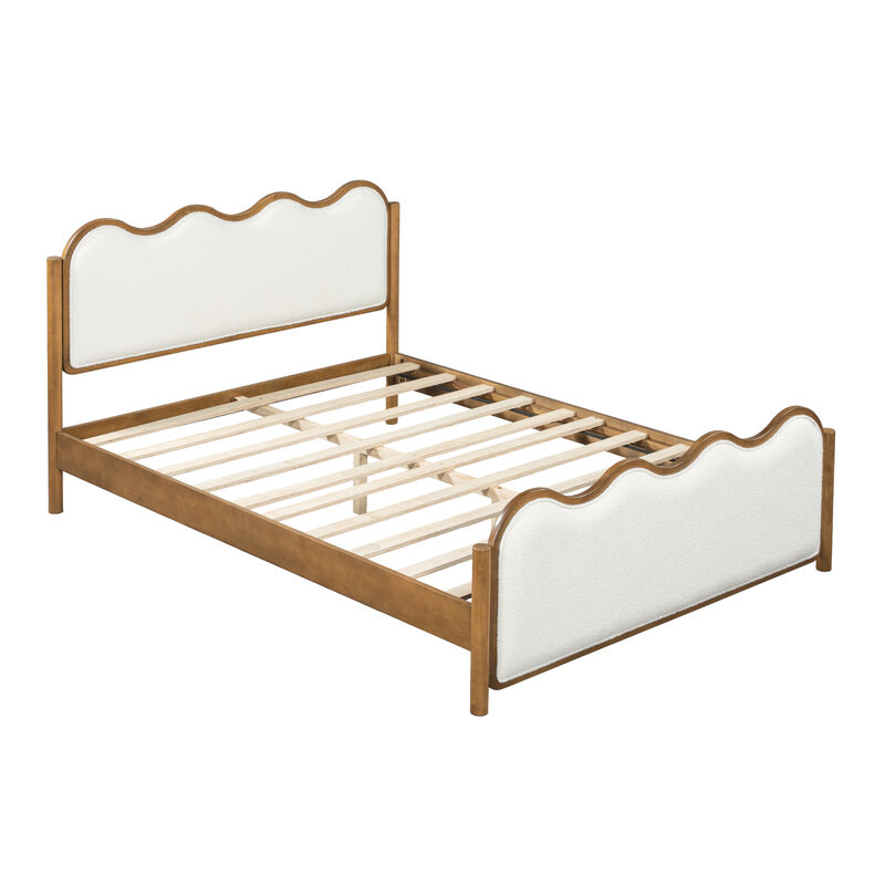 Christopher Knight Home Priscilla Modern Bed Frame with Boucle Upholstered  Wavy Headboard image number 0