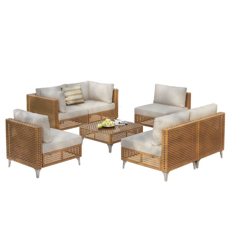 Whisen 7-Piece Outdoor Seating Sets, Patio Conversation Set with Thick Cushions and Coffee Table image number 0