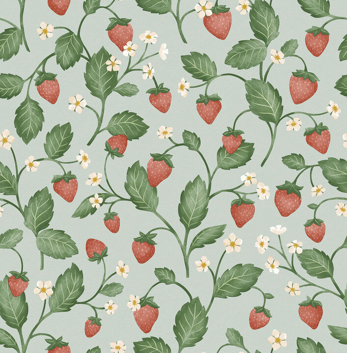 Maxine Seafoam Strawberry Fields Wallpaper