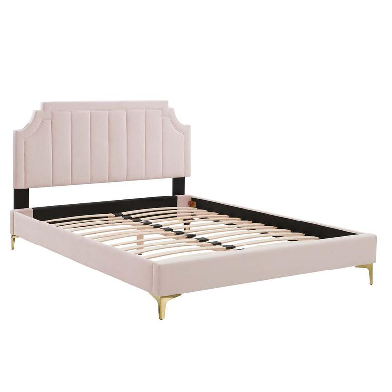 Sienna Performance Velvet Queen Platform Bed image number 1