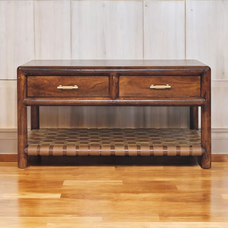 Artisan Furniture Solid Wood Regency Woven Console Table with 2 drawers
