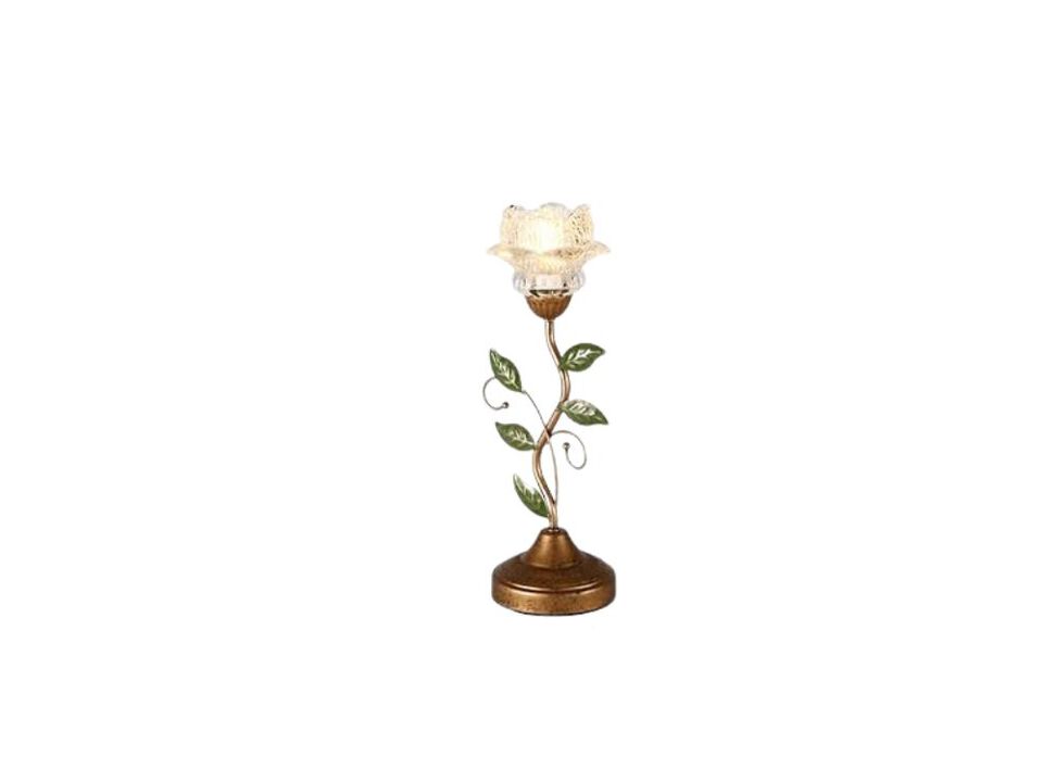 Glass Table Lamp Antique Flower Design Green Leaf Bedside Retro Desk Lamp