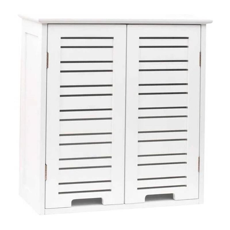 Hivvago Wall-Mount Bathroom Storage Cabinet with Louver Doors in White Wood Finish