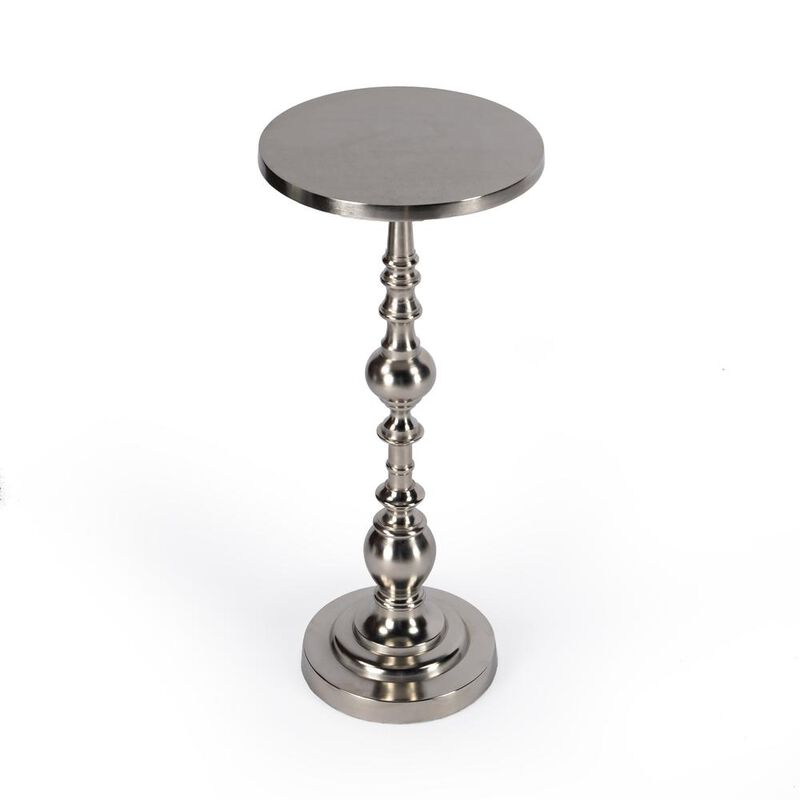 Butler Specialty Darien Round Pedestal 10W Side Table, Silver