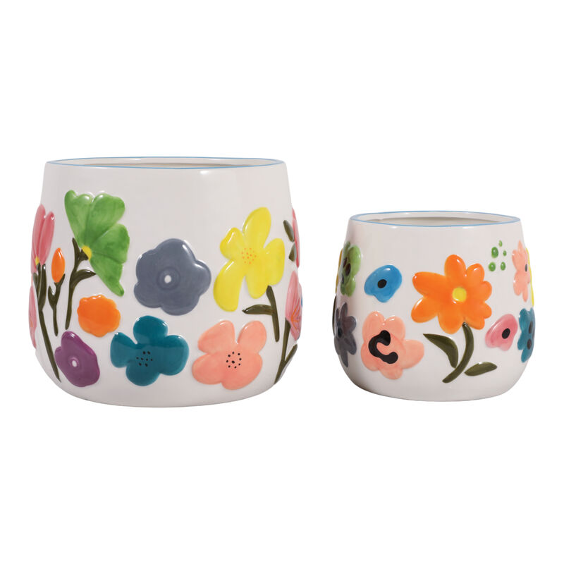 S/2 Floral Embossed Planters image number 3