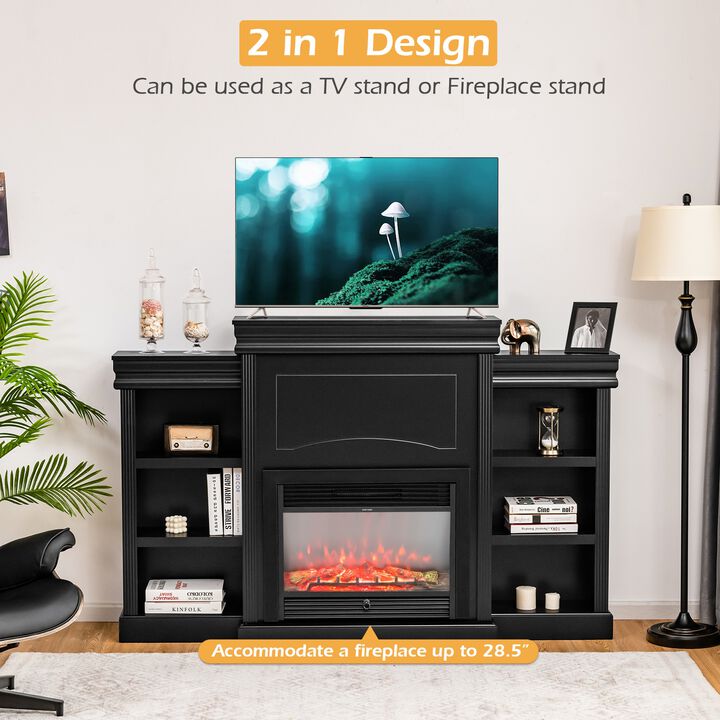 Modern Fireplace Media Entertainment Center with Bookcase