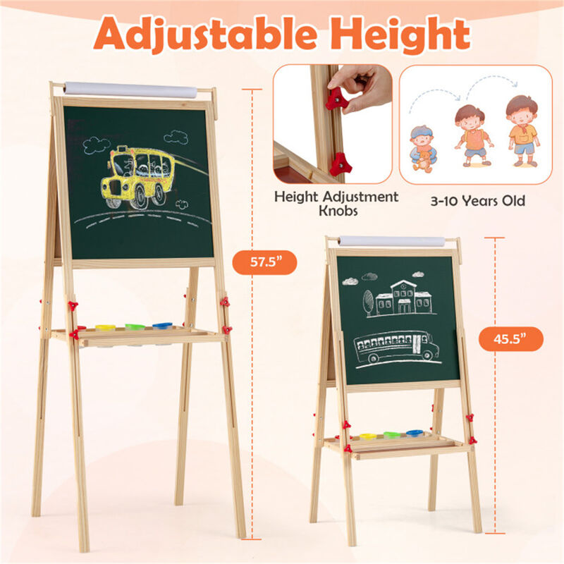 Multi-Functional Art Easel with Adjustable Height, Paint Cup Holders, and Double Sides image number 2