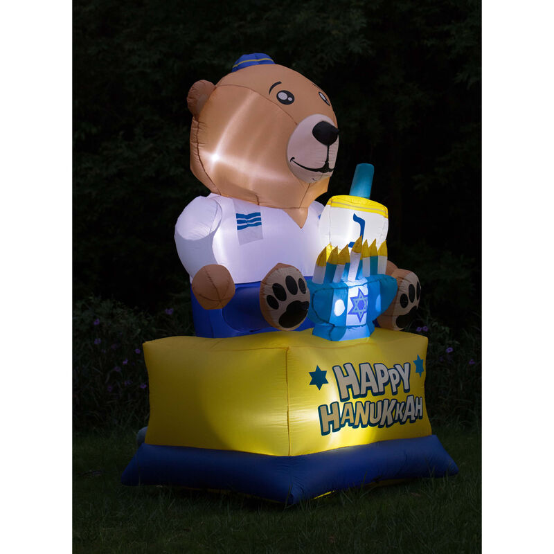 Giant Hanukkah Inflatable Bear - Yard Decor with Built-in Bulbs, Tie-Down Points, and Powerful Built in Fan