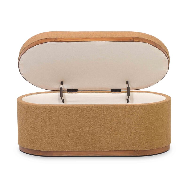Olivier Peach Boucle Oval Storage Ottoman