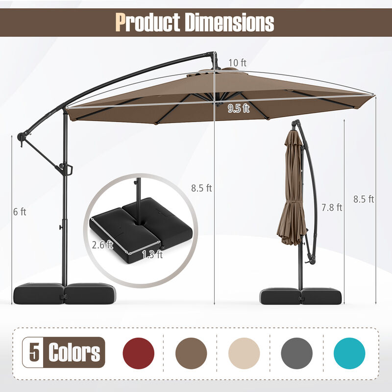 Offset Hanging Patio Umbrella with Base &ndash; Tilt Function Cantilever Design