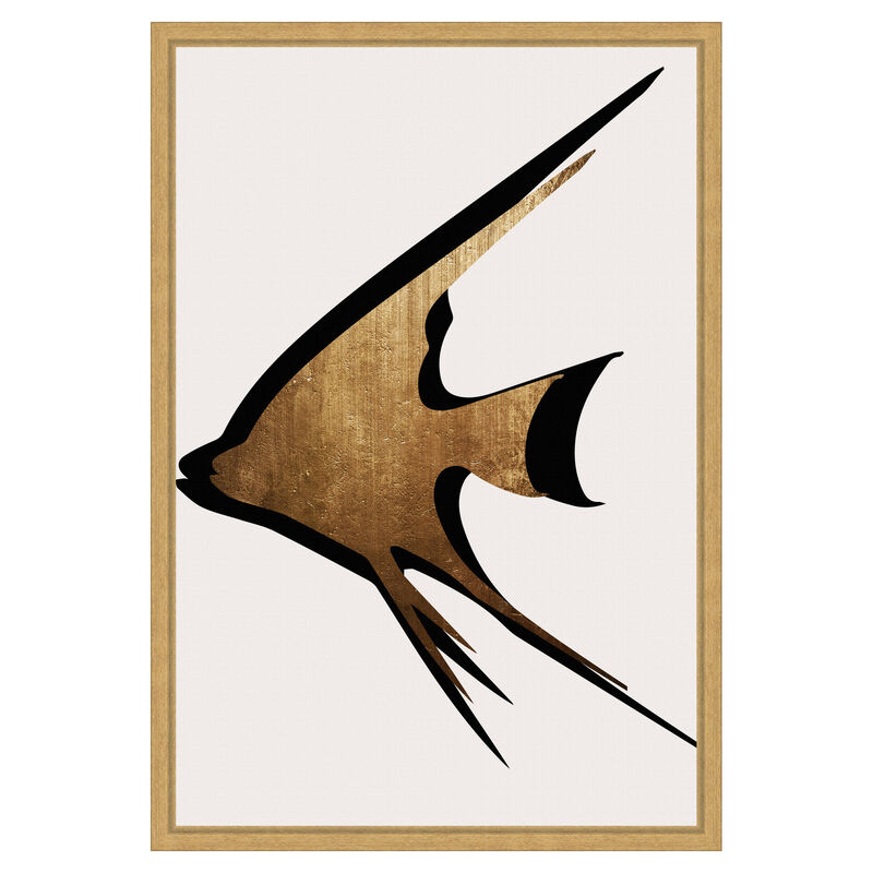 Gold Fish by Eins Kubistika Framed Canvas Wall Art