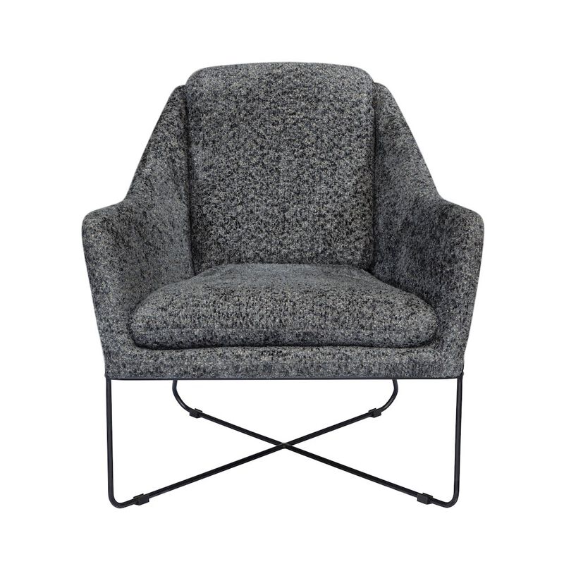 Emilia Lounge Chair in Charcoal Blue Boucle Fabric