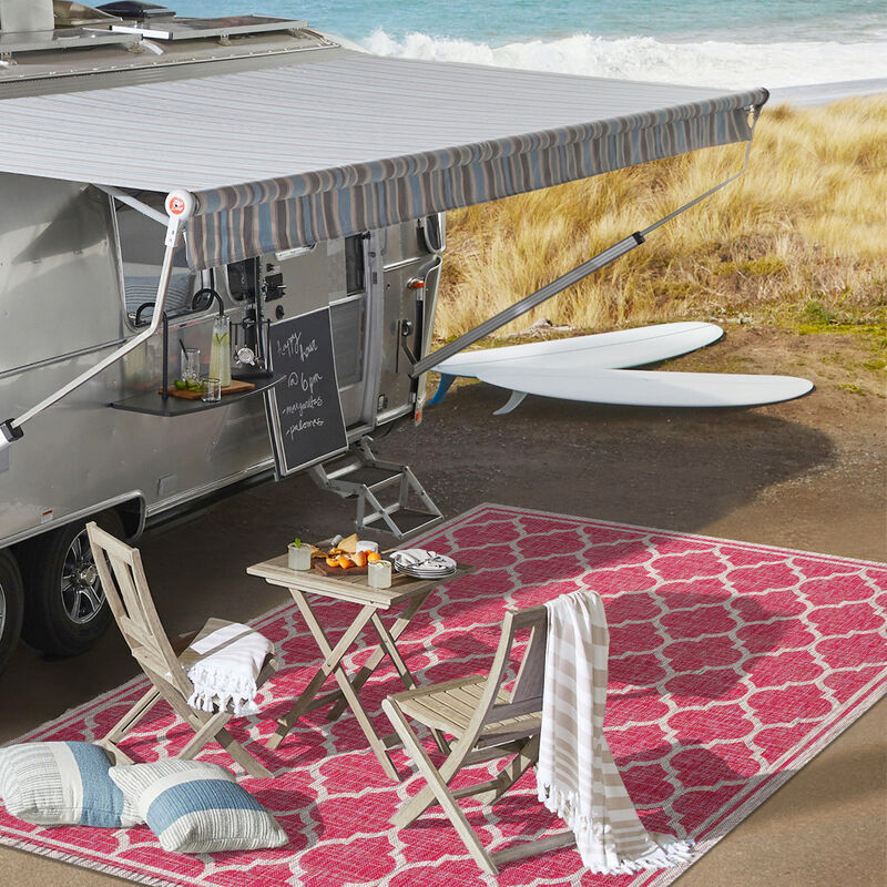 Trebol Moroccan Trellis Textured Weave Indoor/Outdoor Area Rug