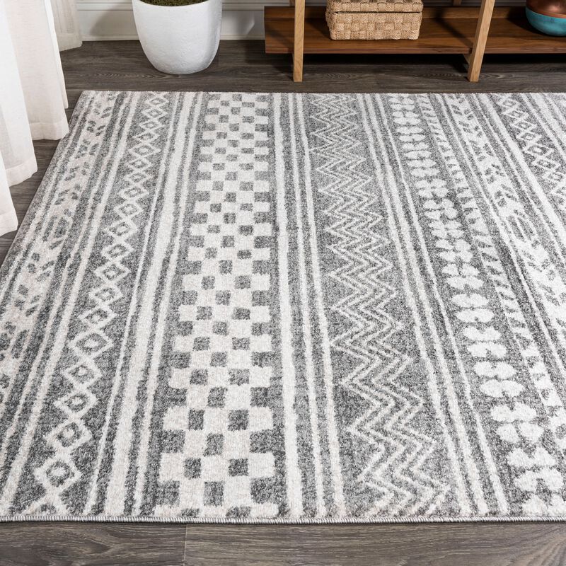 Imlil Tribal Geometric Stripe Area Rug