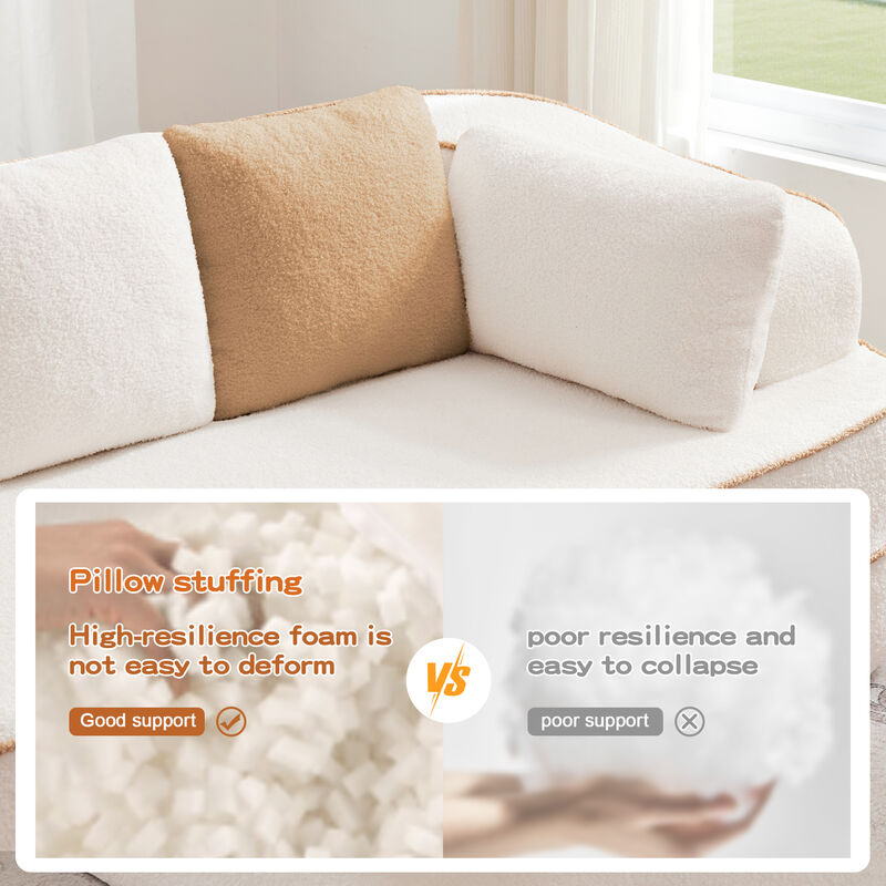 TATEUS Teddy Fabric 32D Boneless Sofa with L-Shaped Chaise