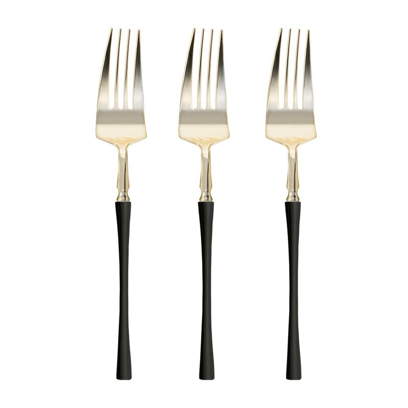 Gold with Black Handle Moderno Plastic Dinner Forks (240 Forks) image number 2