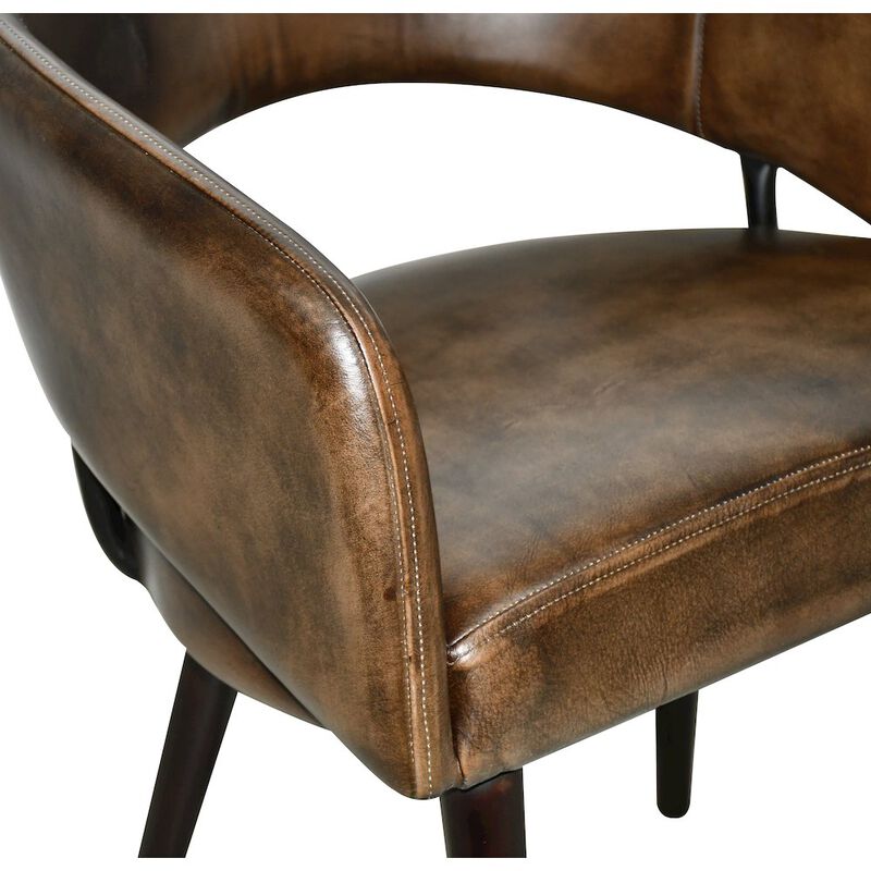 World Interiors Thorpe Dining Chair in Antique Whiskey Leather with Walnut Legs image number 4