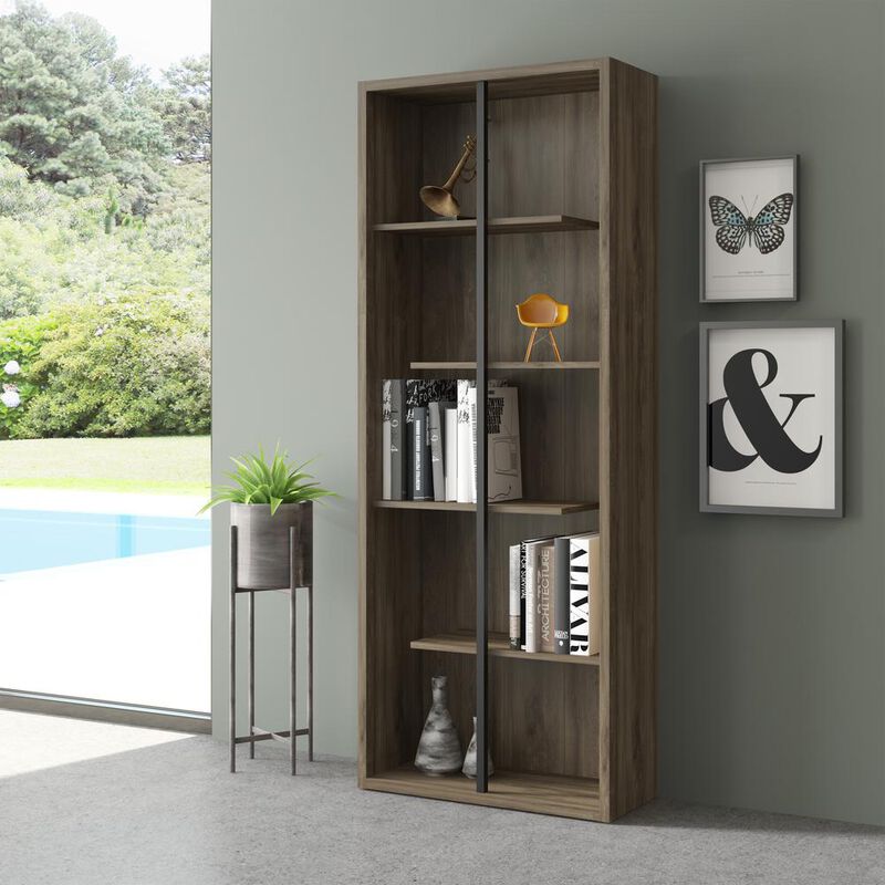 Techni Mobili Standard 5-Tier wooden bookcase, Walnut