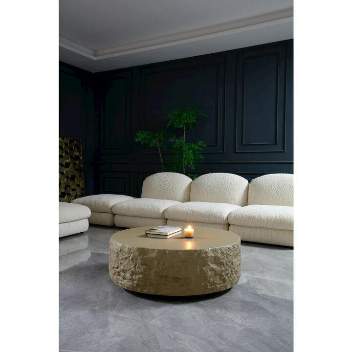 Modrest Quarry - Modern Beige Round Coffee Table
