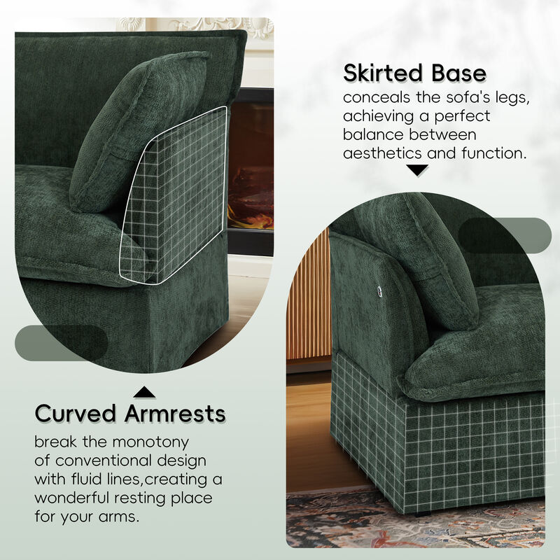 Merax Modern Chenille Upholstered Armchair with Integrated Charging Ports image number 6