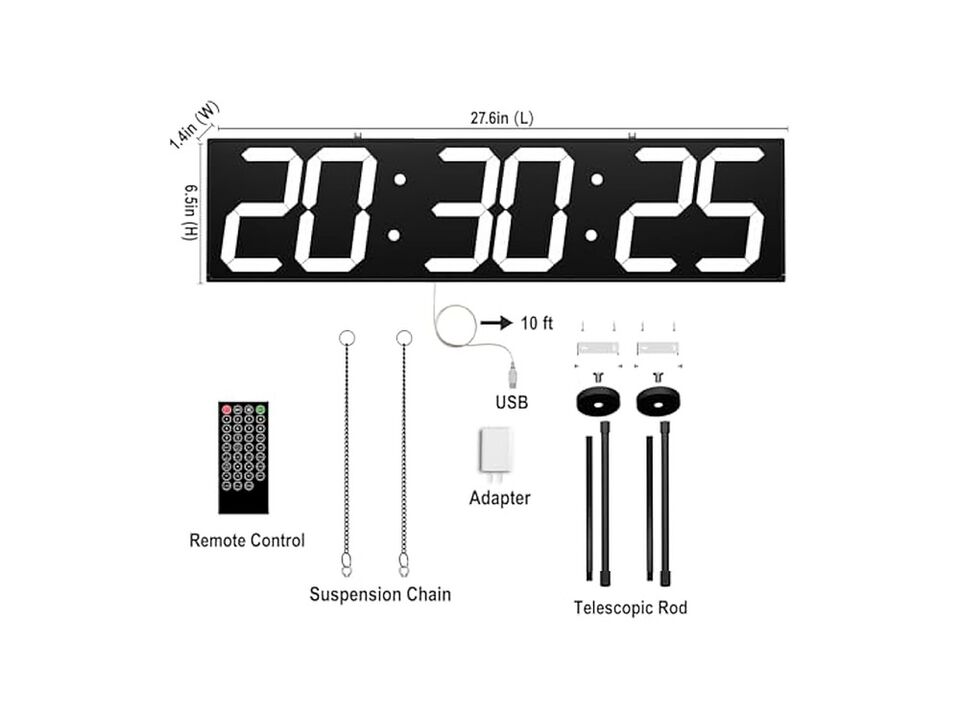 Double Sided Digital Multifunctional LED Wall Clock White Home Decor