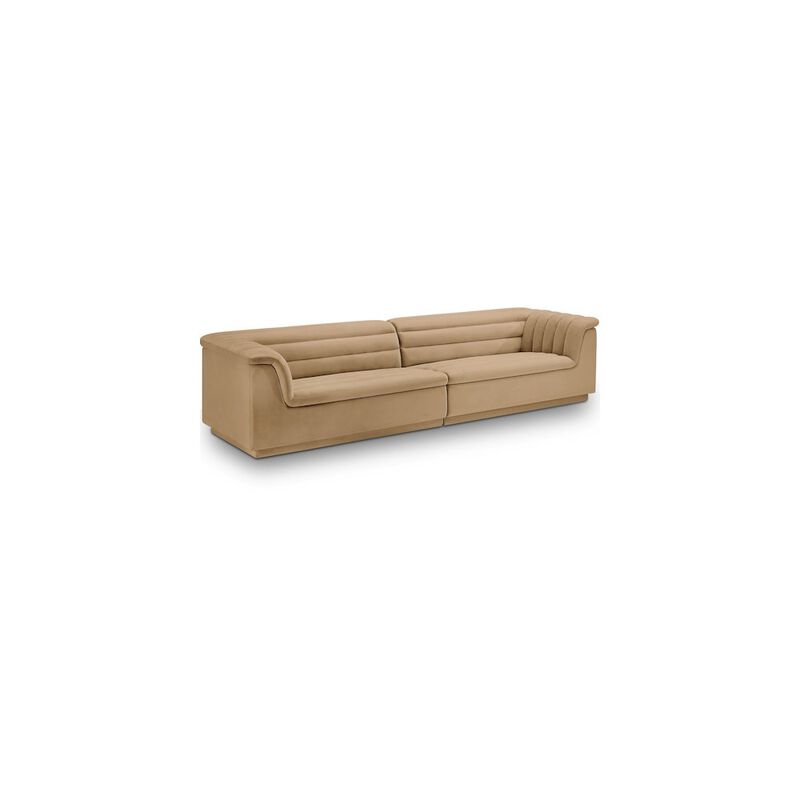 Meridian Furniture Cascade Camel Velvet Fabric Modular Sofa