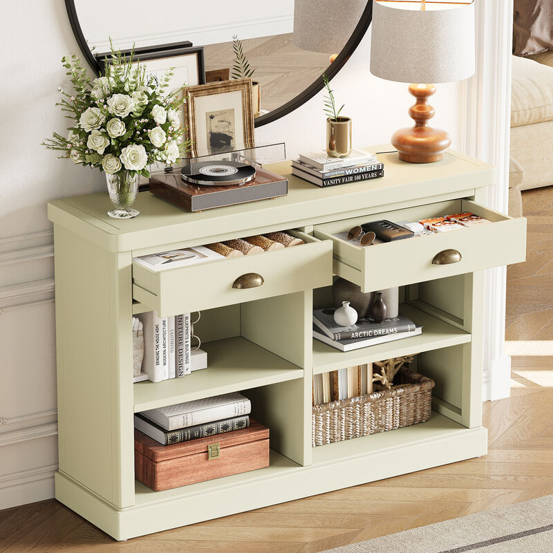 Hegrer 2 Drawers and Open Storage Shelves  Console Table image number 2