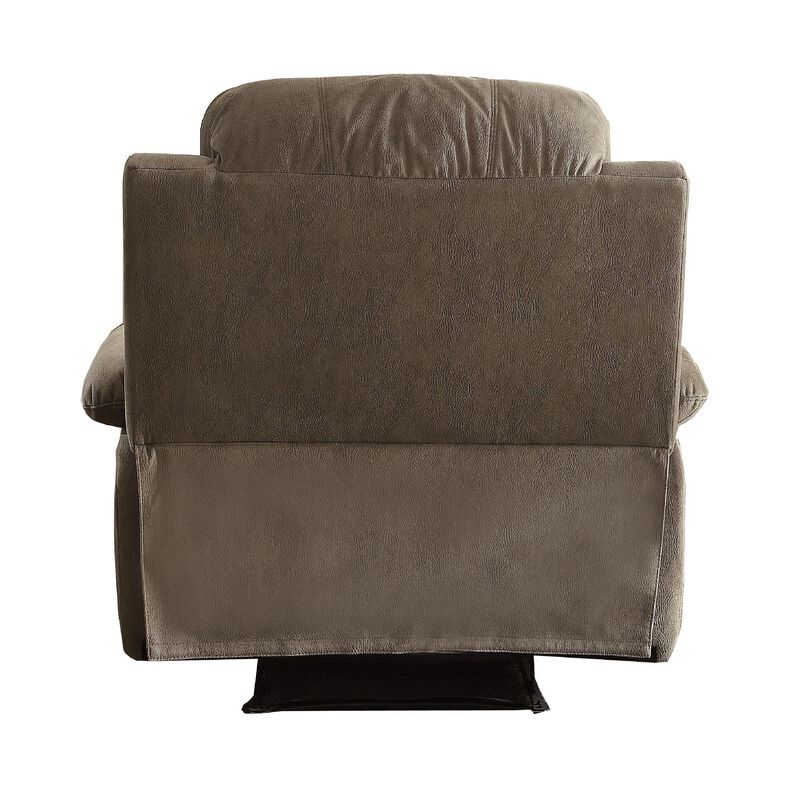 Contemporary Microfiber Upholstered Metal Recliner with Pillow Top, Gray-Benzara