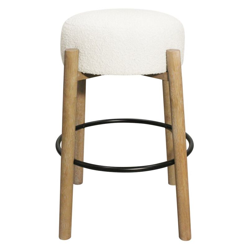 Natalia Barstool in Ivory Boucle Fabric 2-Piece Set