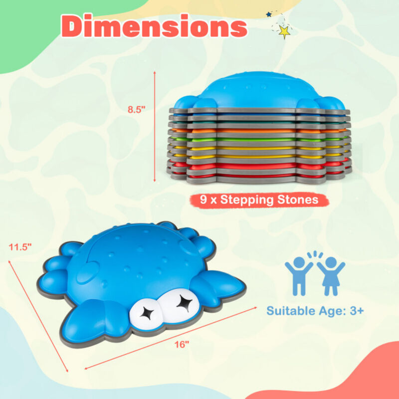 Kids Stepping Stones 9 Piece Non Slip Toddler Balance Sensory Play Toys Multicolor image number 2