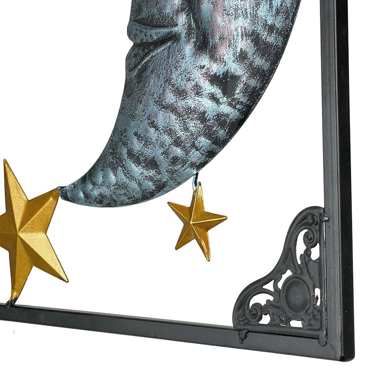 Tri-Tone Celestial Sun Moon and Stars Indoor/Outdoor Metal Wall Art image number 3