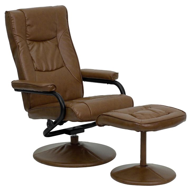 Flash Furniture Rachel Contemporary Multi-Position Recliner and Ottoman with Wrapped Base in Palimino LeatherSoft