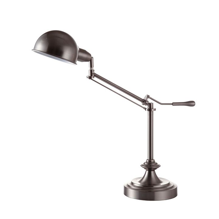 HomeRoots Silver Metal Swing Arm Table Lamp